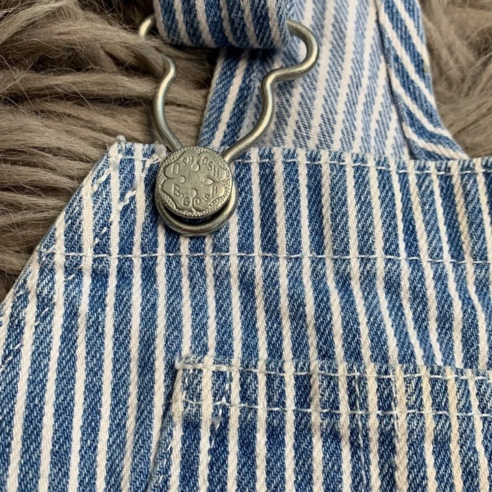 OshKosh B'gosh Vestbak Vintage Striped Denim Overalls sz 18 months